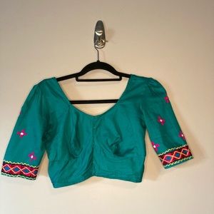 Crop Top Embroidery Festival S/M Mexican Peasant Top Handmade Sexy.